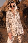 Buy_AFRIYA_Linen, Satin Floral Reverie Long Blazer _at_Aza_Fashions