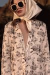 Buy_AFRIYA_Linen, Satin Floral Reverie Long Blazer 