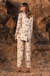 Shop_AFRIYA_Linen, Satin Floral Reverie Long Blazer _at_Aza_Fashions
