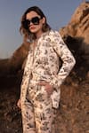 AFRIYA_White Linen, Satin Floral Reverie Trouser _Online_at_Aza_Fashions