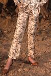 Shop_AFRIYA_White Linen, Satin Floral Reverie Trouser _Online_at_Aza_Fashions