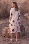 Shop_AFRIYA_Cream Linen, Satin Lace V-neck Serene Garden Midi Dress _at_Aza_Fashions