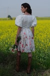 Shop_AFRIYA_Multi Color Poplin, Lycra Open Neck Flower Meadow Short Dress _at_Aza_Fashions