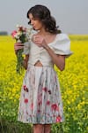 Shop_AFRIYA_Multi Color Poplin, Lycra Open Neck Flower Meadow Short Dress _Online_at_Aza_Fashions