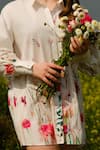 AFRIYA_White Poplin Collared Multi Flower Meadow Long Shirt _Online_at_Aza_Fashions