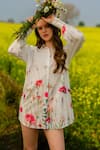 Buy_AFRIYA_White Poplin Collared Multi Flower Meadow Long Shirt _Online_at_Aza_Fashions