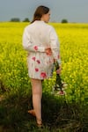 Shop_AFRIYA_White Poplin Collared Multi Flower Meadow Long Shirt _at_Aza_Fashions