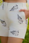 Shop_AFRIYA_Cream Poplin, Lycra Monochrome Fern Shorts _Online_at_Aza_Fashions