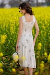Shop_AFRIYA_White Poplin, Lycra Square Neck Monochrome Fern Midi Dress _at_Aza_Fashions