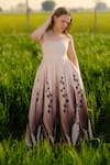 AFRIYA_Peach Poplin Square Neck Lilies Meadow Long Dress _Online_at_Aza_Fashions