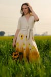 Buy_AFRIYA_Yellow Poplin, Lycra Collared Meadow Blazer Dress 