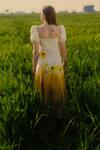 Shop_AFRIYA_Yellow Poplin, Lycra Round Neck Meadow Midi Dress _at_Aza_Fashions