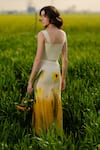 AFRIYA_Yellow Poplin, Lycra Meadow Skirt _Online_at_Aza_Fashions