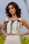 Buy_AFRIYA_Cream Poplin, Lycra Square Neck Monochrome Meadow Crop Top _at_Aza_Fashions