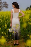 Shop_AFRIYA_Cream Poplin, Lycra Square Neck Monochrome Meadow Crop Top _at_Aza_Fashions