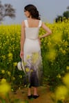 Shop_AFRIYA_Cream Poplin, Lycra Lace Square Neck Monochrome Meadow Co-ord _at_Aza_Fashions