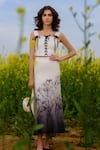 Shop_AFRIYA_Cream Poplin, Lycra Lace Square Neck Monochrome Meadow Co-ord _Online_at_Aza_Fashions