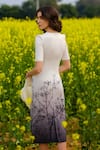 Shop_AFRIYA_White Poplin, Lycra Round Neck Monochrome Meadow Bodycon Dress _at_Aza_Fashions