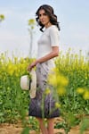 Buy_AFRIYA_White Poplin, Lycra Round Neck Monochrome Meadow Bodycon Dress _Online_at_Aza_Fashions