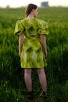 Shop_AFRIYA_Green Poplin, Lycra Square Neck Ferns Short Dress _at_Aza_Fashions
