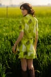 Shop_AFRIYA_Green Poplin, Lycra Ferns Short Skirt _at_Aza_Fashions