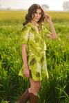 Buy_AFRIYA_Green Poplin, Lycra Ferns Short Skirt _Online_at_Aza_Fashions