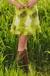 Shop_AFRIYA_Green Poplin, Lycra Ferns Short Skirt _Online_at_Aza_Fashions