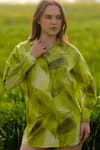 AFRIYA_Green Poplin Collared Ferns Long Shirt _Online_at_Aza_Fashions