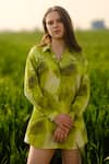 Buy_AFRIYA_Green Poplin Collared Ferns Long Shirt _at_Aza_Fashions