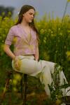 AFRIYA_Purple Poplin Lavender Short Blazer _Online_at_Aza_Fashions