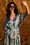 Shop_AFRIYA_Blue Modal, Satin V-neck Indigo Striped Kaftan Dress _Online_at_Aza_Fashions