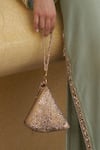 Plode_Gold Stones, Rhinestones Delhi Wristlet Swarovski Embellished Pyramid Bag _Online_at_Aza_Fashions