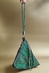 Buy_Plode_Green Stones Delhi Wristlet Swarovski Crystal Studded Pyramid Bag _Online_at_Aza_Fashions