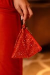 Shop_Plode_Orange Stones Delhi Swarovski Embellished Pyramid Bag _Online_at_Aza_Fashions