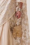 Plode_Gold Cut Work, Sequins Cutdana Embellished Potli _at_Aza_Fashions