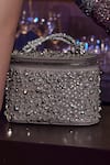 Plode_Silver Stones Rectangle Shaped Embellished Vanity Bag _Online_at_Aza_Fashions
