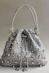Buy_Plode_Grey Rhinestones, Crystals Embellished Bucket Bag _at_Aza_Fashions