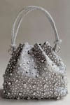Shop_Plode_Grey Rhinestones, Crystals Embellished Bucket Bag _at_Aza_Fashions