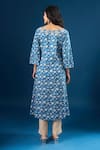 Shop_Naintara Bajaj_Blue Cotton Round Neck Flower Print Kurta With Pant _at_Aza_Fashions