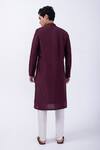 Shop_Kaka Calcutta_Wine Bamboo, Cotton, Silk Mirrors, Embroidery Threadwork Kurta With Pyjama _at_Aza_Fashions