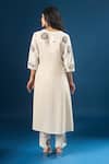 Shop_Naintara Bajaj_Off White Cotton Notched Neck Floral Print Kurta Set _at_Aza_Fashions