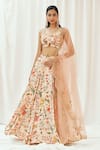 Buy_Redpine Designs_Pink Viscose, Crepe, Net Cut Work, Sequins Printed And Embroidered Lehenga Set _at_Aza_Fashions