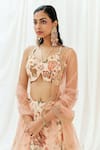 Buy_Redpine Designs_Pink Viscose, Crepe, Net Cut Work, Sequins Printed And Embroidered Lehenga Set _Online_at_Aza_Fashions