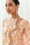 Redpine Designs_Pink Viscose, Organza, Net Sequins Round Neck Floral Print Anarkali With Dupatta _Online_at_Aza_Fashions