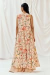 Shop_Redpine Designs_Pink , Crepe, Georgette V-neck, Floral Print Jacket Sharara Set _at_Aza_Fashions