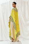 Shop_Redpine Designs_Yellow Viscose, Crepe Embroidery Round Neck Printed Kaftan With Dhoti Pant _Online_at_Aza_Fashions