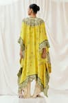 Shop_Redpine Designs_Yellow Viscose, Crepe Embroidery Round Neck Printed Kaftan With Dhoti Pant _at_Aza_Fashions