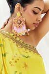 Buy_Redpine Designs_Yellow Viscose, Modal Sequins Asymmetric, One Printed Top Draped Skirt Set 