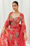 Shop_Redpine Designs_Red Viscose Georgette, Viscose, Organza Sequins, Printed Anarkali With Dupatta _Online_at_Aza_Fashions