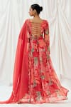 Shop_Redpine Designs_Red Viscose Georgette, Viscose, Organza Sequins, Printed Anarkali With Dupatta _at_Aza_Fashions